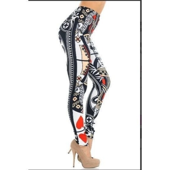 Plus Size‎ Creamy Soft Women Queen Of Heart Fashion Soft Leggings - Picture 3 of 8
